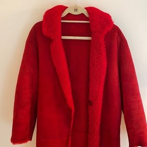 Sandro red suede coat.
